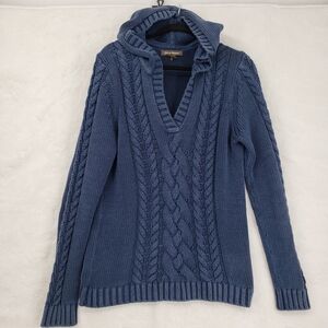 Tommy Bahama sweater Women Unisex medium blue 100% cotton coastal fisherman Hood